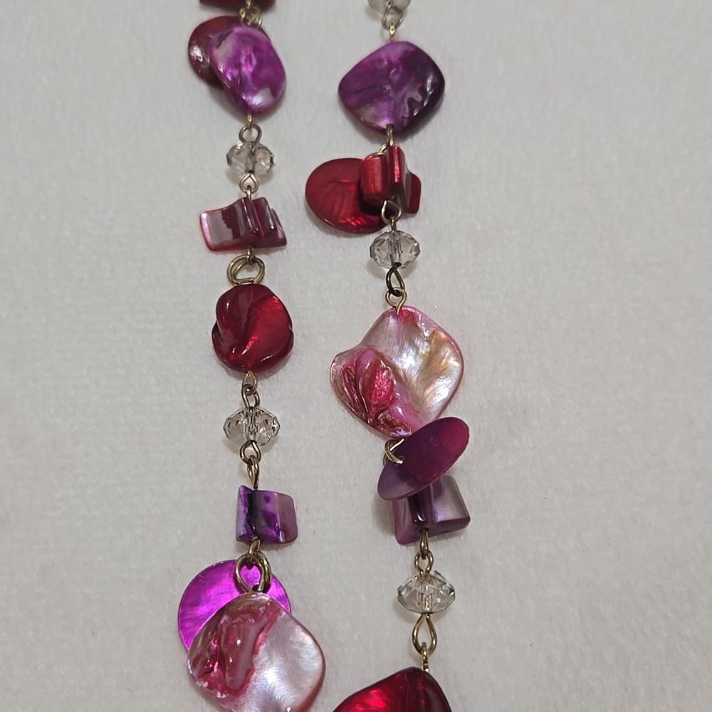 Pink and Purple Mother Of Pearl Necklace - Picture 2 of 8